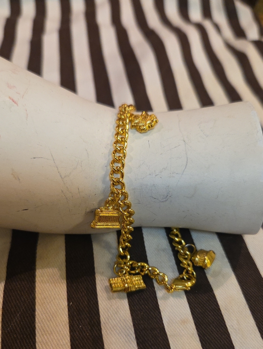 Gold Tone Charm Bracelet with Miniature Charms [1361]